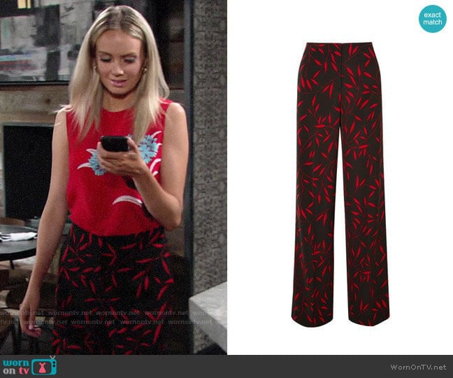 Diane von Furstenberg Floral Print Wide Leg Pants worn by Abby Newman (Melissa Ordway) on The Young and the Restless