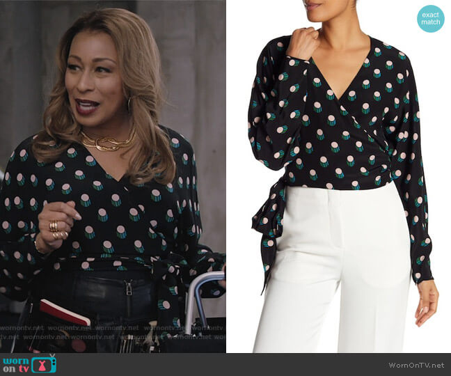 WornOnTV: Julia’s green print wrap blouse on Dietland | Tamara Tunie ...