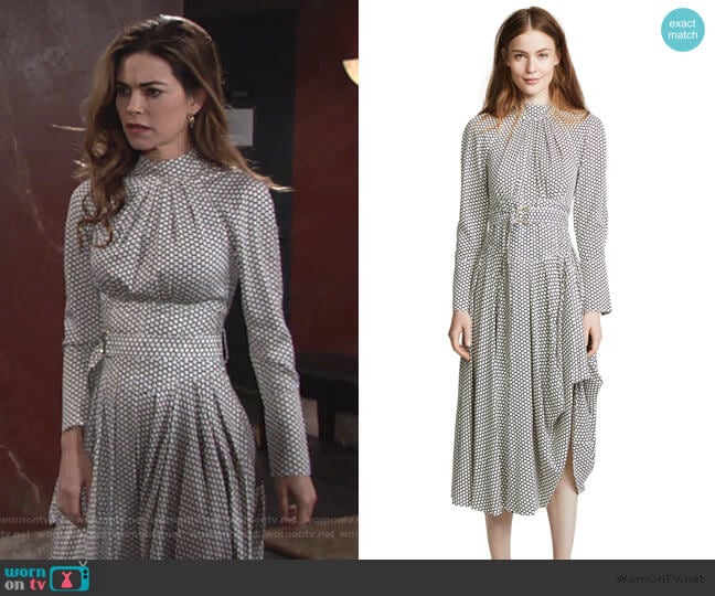 WornOnTV: Victoria’s polka dot long sleeve midi dress on The Young and ...