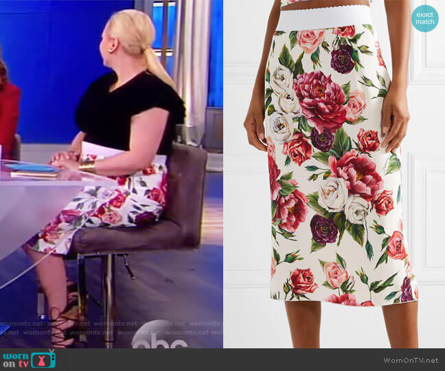 Floral-print cady midi skirt by Dolce & Gabbana worn by Meghan McCain on The View