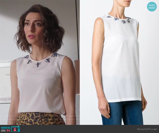 Dragon Fly Tank Top by Dolce & Gabbana worn by Delia (Necar Zadegan) on Girlfriends Guide to Divorce