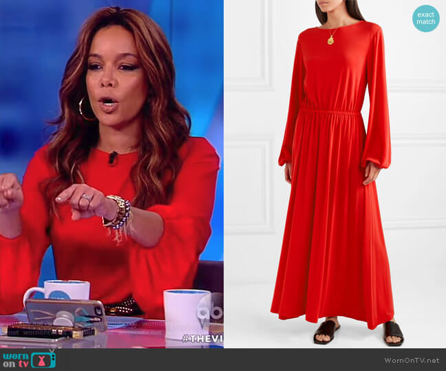 WornOnTV: Sunny’s red long sleeve blouson dress on The View | Sunny ...
