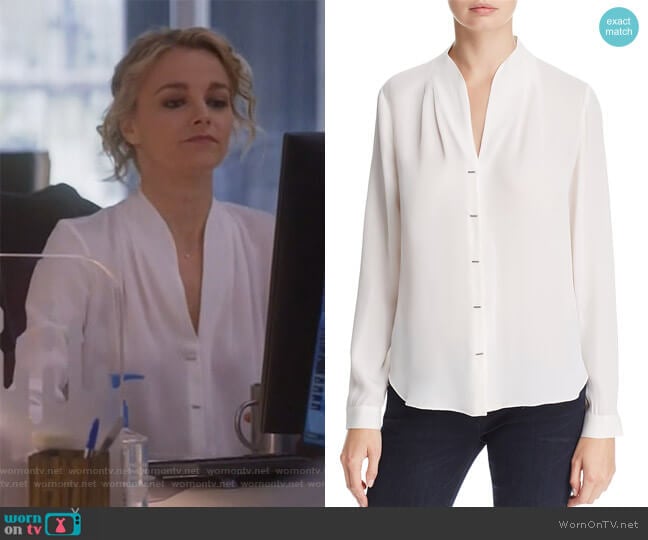 Bea Bar Silk Blouse by Elie Tahari worn by Lizzie Needham (Bojana Novakovic) on Instinct