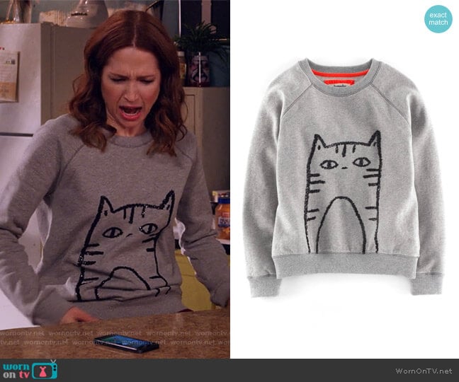  'Elle' Sequin Sweatshirt by Boden worn by Kimmy Schmidt (Ellie Kemper) on Unbreakable Kimmy Schmidt