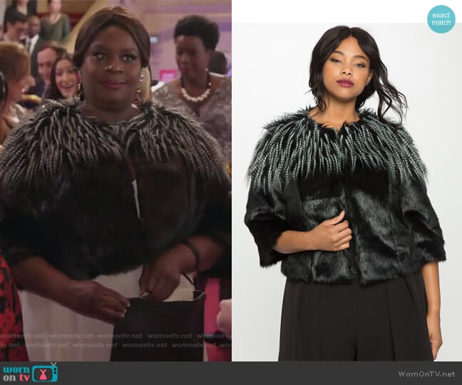 Studio Mixed Faux Fur Jacket by Eloquii worn by Barbara (Retta) on Girlfriends Guide to Divorce