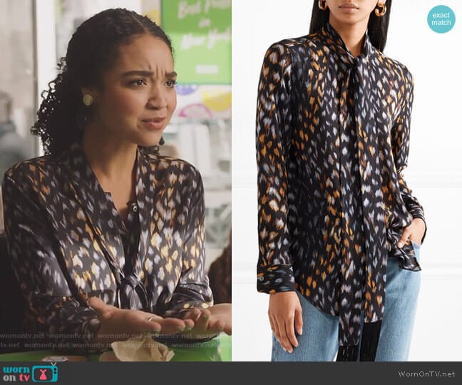 WornOnTV: Kat’s black leopard print tie neck blouse on The Bold Type ...