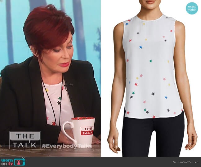 Lyle Print Silk Top by Equipment worn by Sharon Osbourne on The Talk