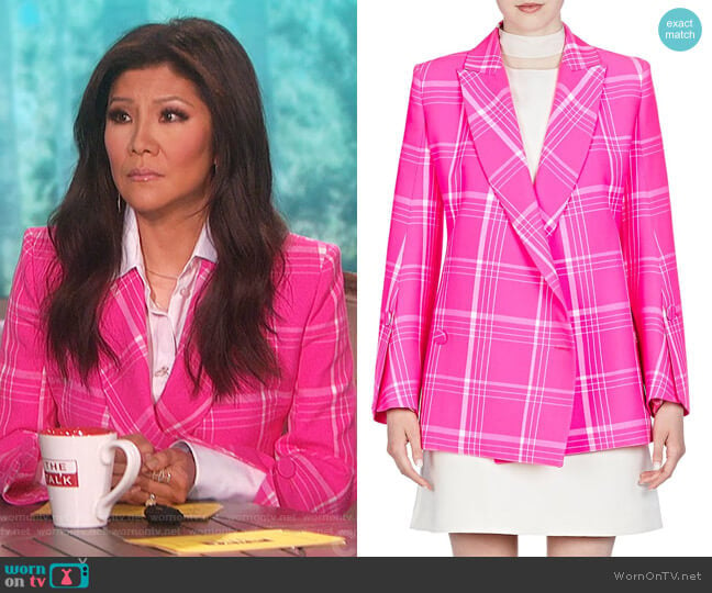 Plaid Virgin Wool-Blend Double-Breasted Blazer by Fendi  worn by Julie Chen on The Talk