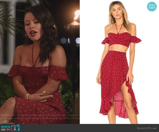 La Lana Crop Top and Midi Skirt by For Love & Lemons worn by Mariana Foster (Cierra Ramirez) on The Fosters