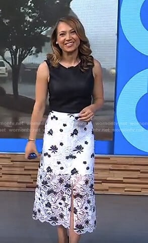 WornOnTV: Ginger’s leather top and white lace skirt on Good Morning ...