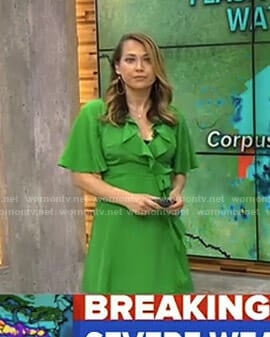 Ginger’s green ruffled wrap dress on Good Morning America