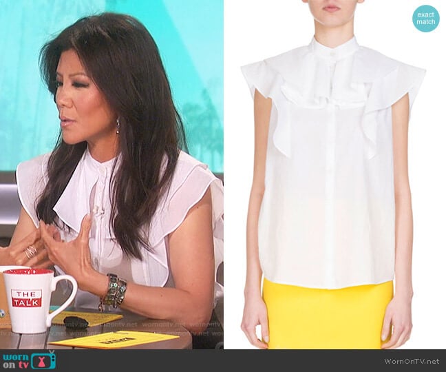 Sleeveless Poplin Ruffle Blouse by Givenchy worn by Julie Chen on The Talk