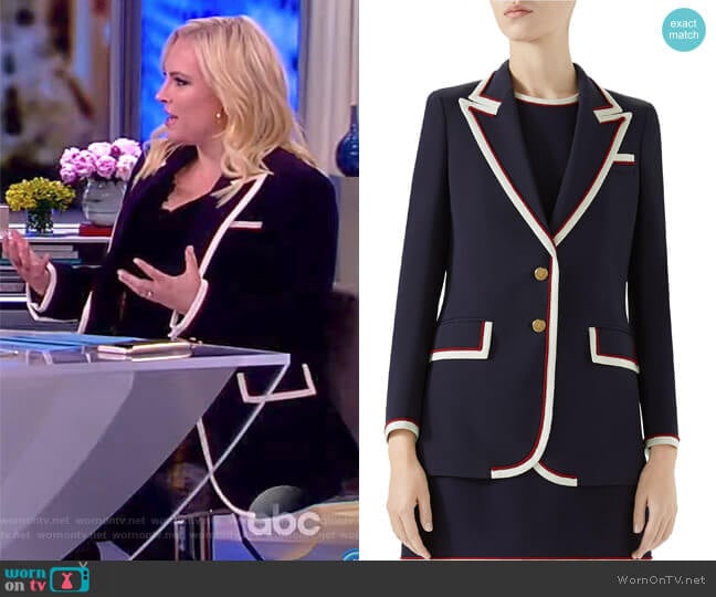 Grosgrain-trimmed cady blazer by Gucci worn by Meghan McCain on The View