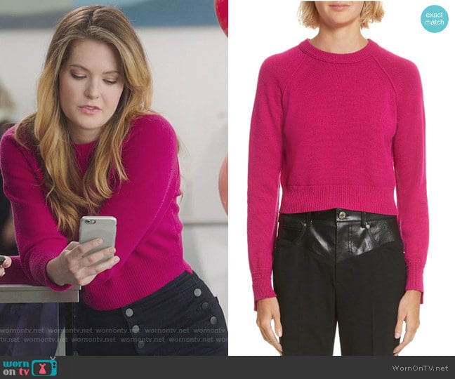 Cashmere Crop Sweater by Helmut Lang worn by Sutton (Meghann Fahy) on The Bold Type