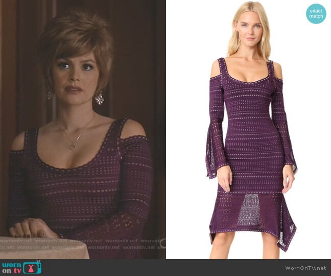 Cold Shoulder Ruffle Trim Dress by Herve Leger worn by Samantha Swift (Rachel Bilson) on Take Two