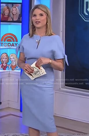 Jenna's blue tie sleeve keyhole dress on Today