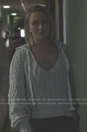 Juliette’s white cable knit hoodie on Nashville