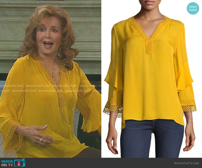 Adreanna Eyelet Silk Top by Kobi Halperin worn by Maggie Horton (Suzanne Rogers) on Days of our Lives