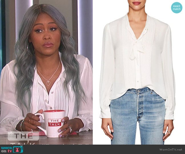 Brook Silk Tieneck Blouse by L'Agence worn by Eve on The Talk