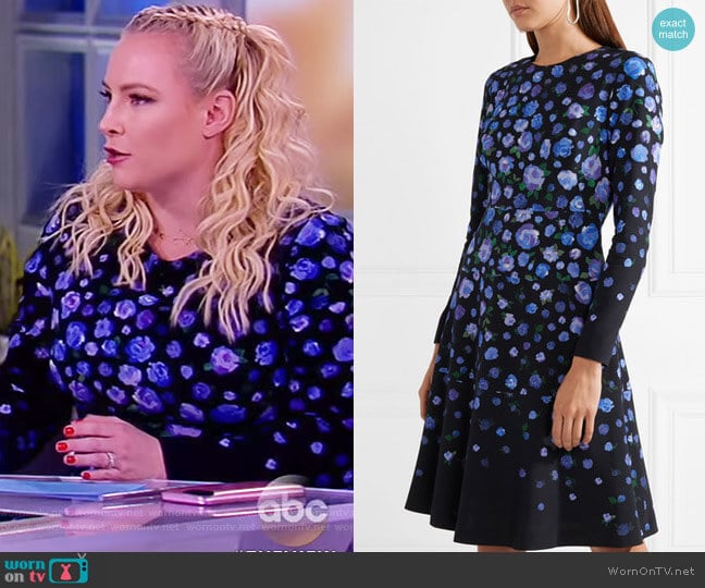 Floral-print crepe dress by Lela Rose worn by Meghan McCain on The View