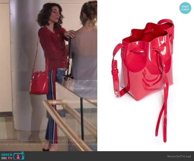 Mini Mini Patent Leather Bucket Bag by Mansur Gavriel worn by Delia (Necar Zadegan) on Girlfriends Guide to Divorce