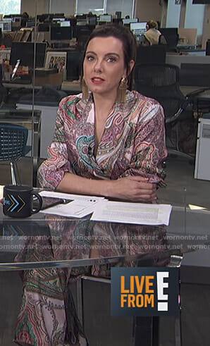 Melanie’s paisley print jacket and pants on Live from E!