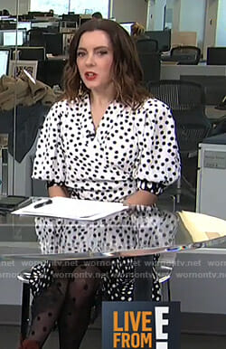 Melanie’s polka dot wrap blouse on Live from E!