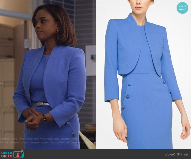 Stretch Bouclé-Crepe Bolero Jacket by Michael Kors worn by Jasmine Gooden (Sharon Leal) on Instinct