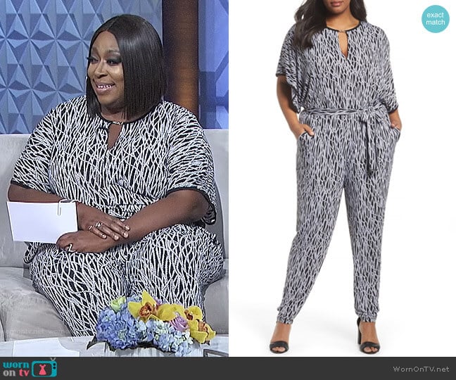 Chained Keyhole Neck Jumpsuit by MICHAEL Michael Kors worn by Loni Love on The Real