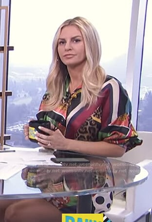 Morgan’s mixed print shirtdress on E! News Daily Pop