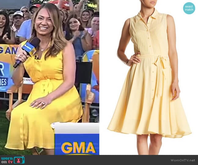 Sleeveless Pleated Upper Dress by NANETTE Nanette Lepore worn by Ginger Zee on Good Morning America