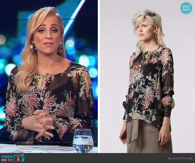 Dreams Yoryu Top with Lace Trim in Gypsy Flora by Once Was worn by Carrie Bickmore on The Project