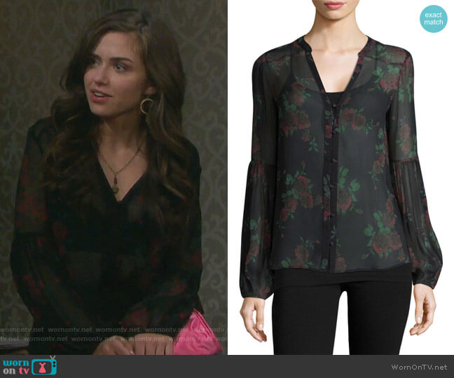Emilia Floral-Print Silk Blouse by Paige worn by Ciara Brady (Victoria Konefal) on Days of our Lives