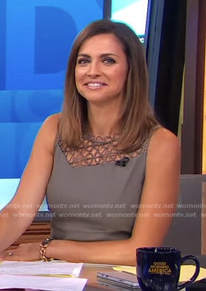 Paula’s grey lace paneled dress on Good Morning America