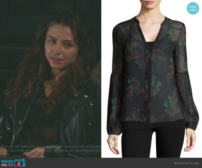 Emilia Floral-Print Silk Blouse by Paige worn by Ciara Brady (Victoria Konefal) on Days of our Lives