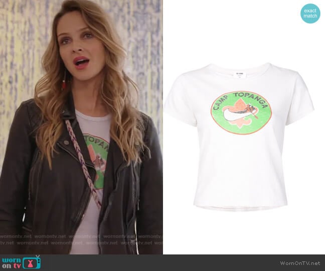 'Camp Topanga' T-shirt by Re/Done worn by Phoebe Wells (Beau Garrett) on Girlfriends Guide to Divorce