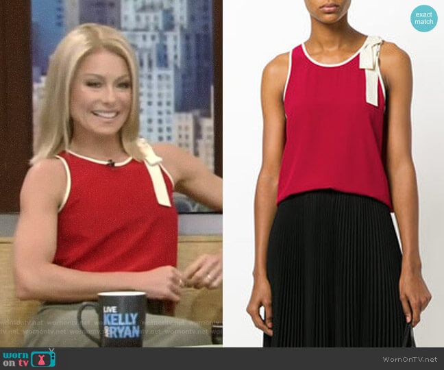 Lace Up Detail Tank Top by RED Valentino worn by Kelly Ripa on Live with Kelly and Mark