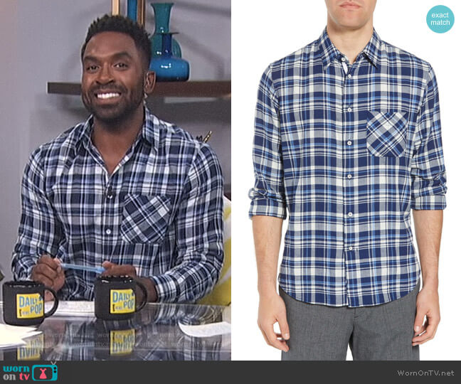 Fit 3 Plaid Beach Sport Shirt by Rag & Bone worn by Justin Sylvester on E! News