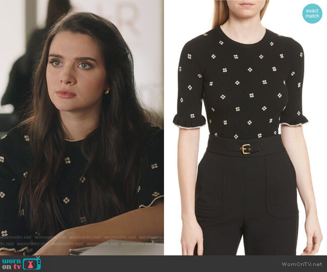 Flower Intarsia Knit Top by RED Valentino worn by Jane Sloan (Katie Stevens) on The Bold Type