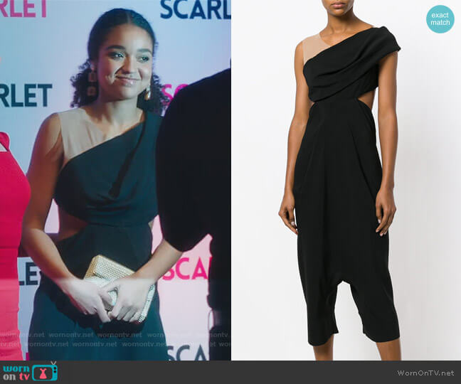 Cut Out Cropped Jumpsuit by Rick Owens worn by Kat Edison (Aisha Dee) on The Bold Type