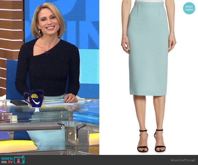 WornOnTV: Amy’s black asymmetric v-neck top and skirt on Good Morning ...