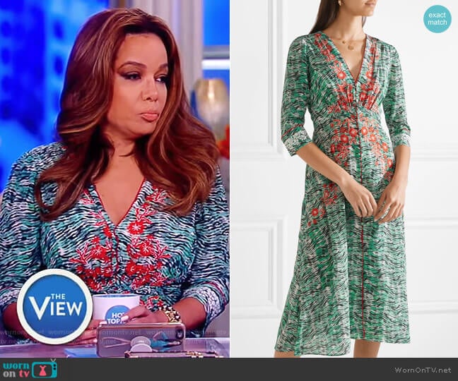 Eve seaweed-printed silk crepe de Chine by Saloni worn by Sunny Hostin on The View