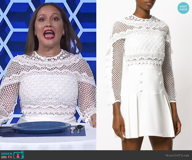 Lace Detail Long Sleeve Dress by Self Portrait worn by Adrienne Houghton on The Real