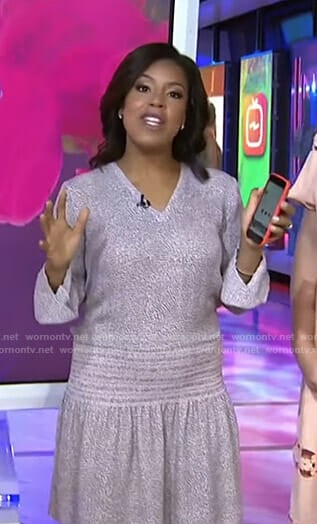 Sheinelle’s pink printed smocked dress on Today