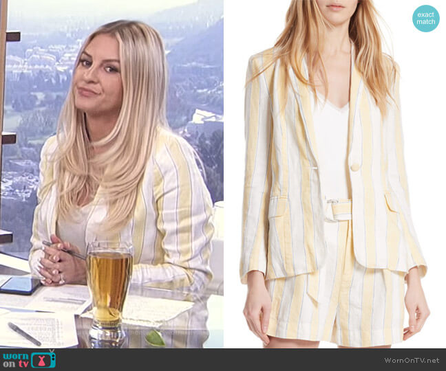 Stripe Linen Blazer by Frame worn by Morgan Stewart on E! News