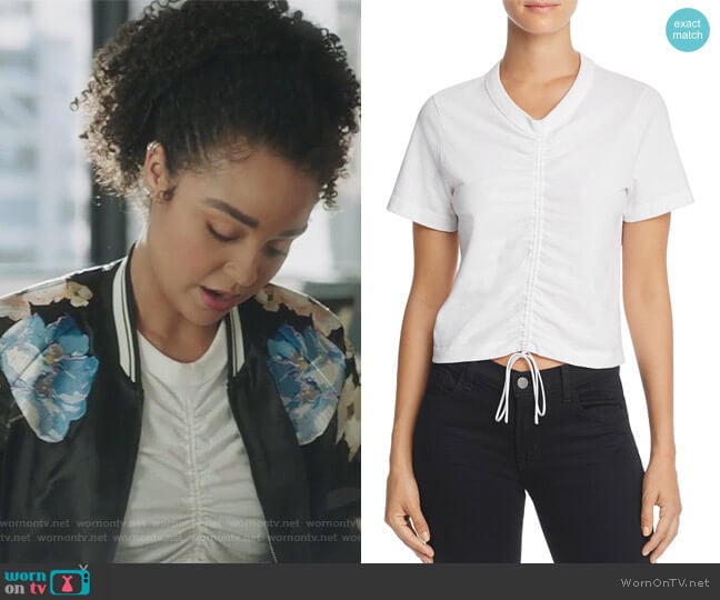 Ruched Short Sleeve Tee by T by Alexander Wang worn by Kat Edison (Aisha Dee) on The Bold Type