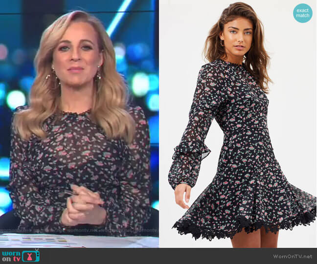 WornOnTV: Carrie’s black floral print dress on The Project | Carrie ...