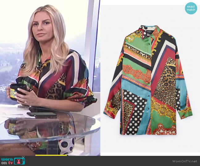 Baroque Printed Silk Shirt by The Kooples worn by Morgan Stewart on E! News