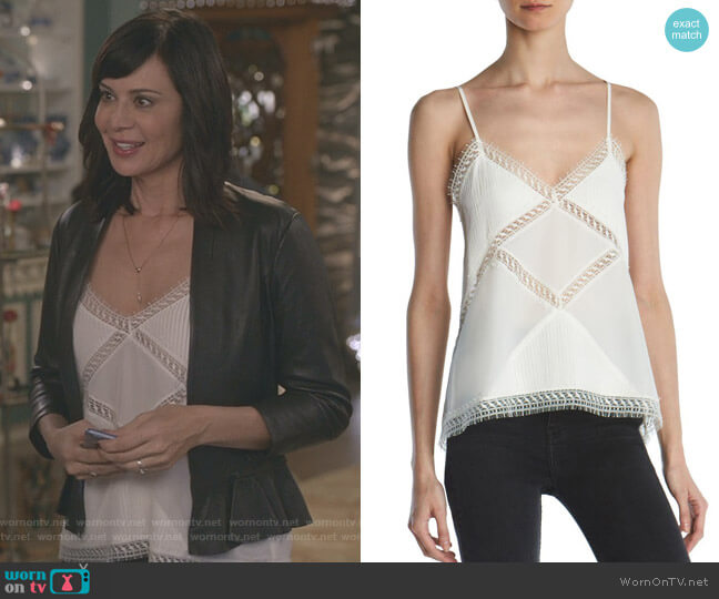 Lace-Trimmed Silk Camisole Top by The Kooples worn by Cassandra Nightingale (Catherine Bell) on Good Witch