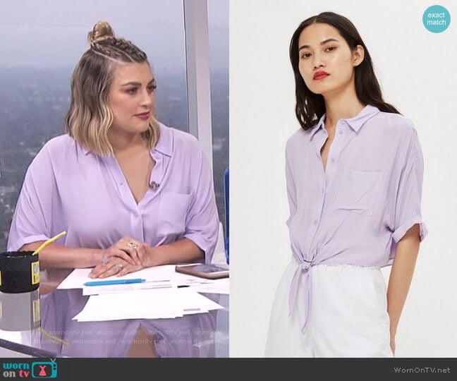 Knot Front Shirt by Topshop worn by Carissa Loethen Culiner on E! News